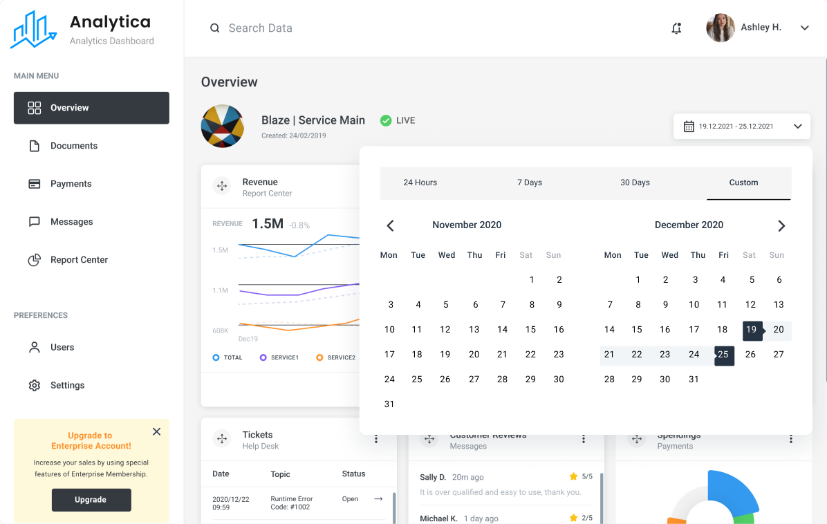 Home analytica customize date